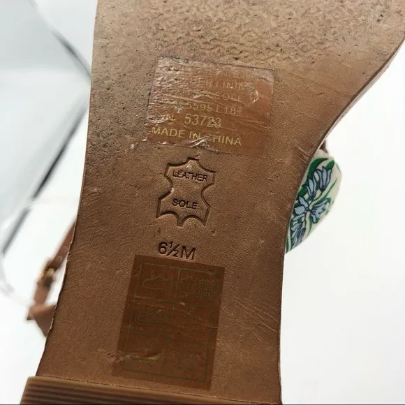 TORY BURCH Miller Scarf Thong Sandals T Strap Ankle Strap Leather Brown Tan 6.5