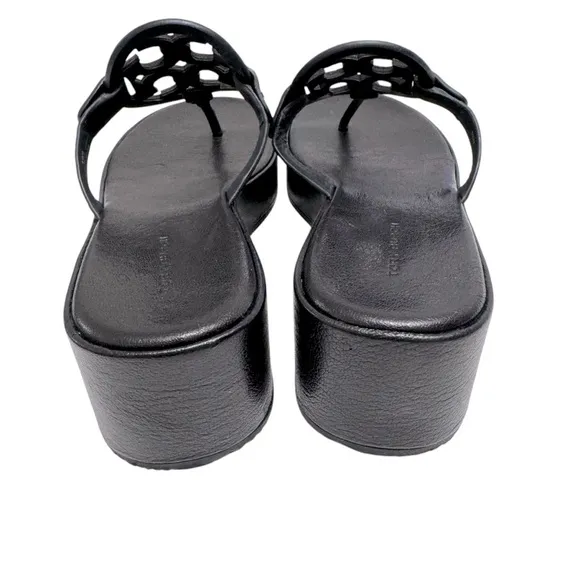 Tory Burch Miller Wedge Platform Sandals Black Sz 9.5