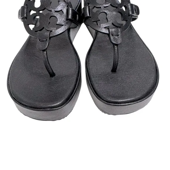 Tory Burch Miller Wedge Platform Sandals Black Sz 9.5