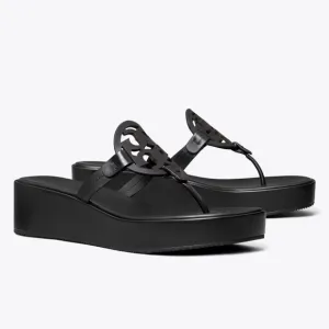Tory Burch Miller Wedge Platform Sandals Black Sz 9.5