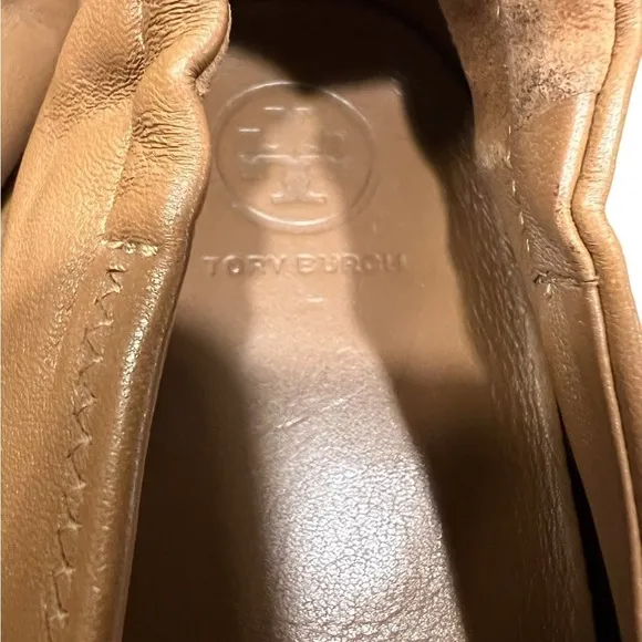 Tory Burch Minnie Royal Tan Leather Travel Ballet Flats Size 10​​​​​