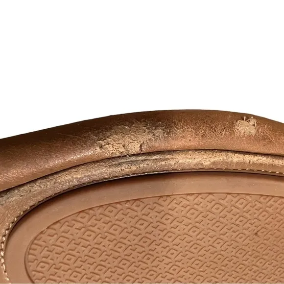 Tory Burch Minnie Royal Tan Leather Travel Ballet Flats Size 10​​​​​