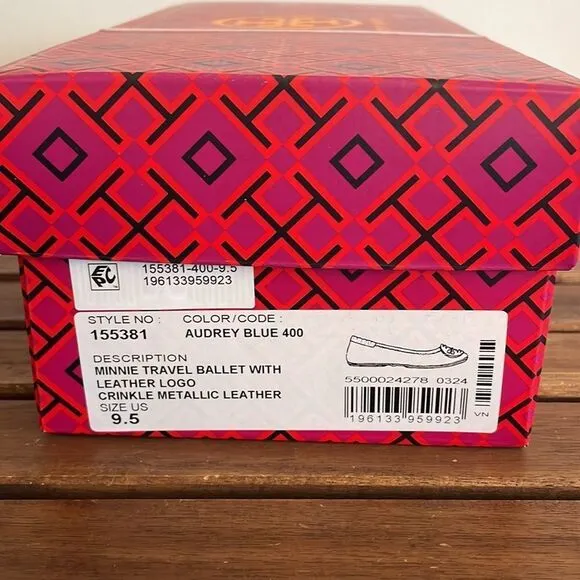 Tory Burch  Minnie Travel Ballet Audrey Blue Women Size 9.5