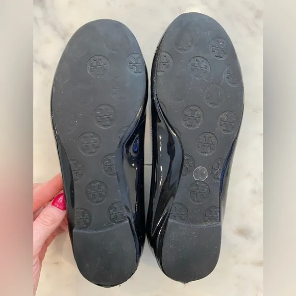 Tory Burch Minnie Travel Ballet Flat Black Patent Leather - Size 6