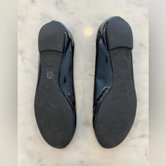 Tory Burch Minnie Travel Ballet Flat Black Patent Leather - Size 6