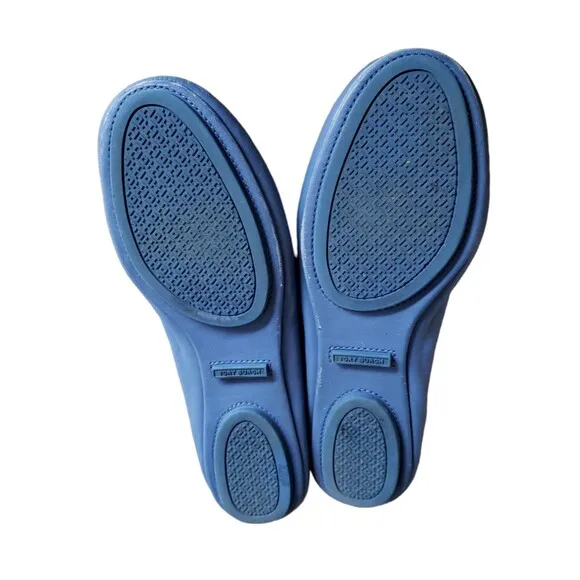 Tory Burch Minnie Travel Ballet Flats Blue leather ballet Shoes Women's  Size 6