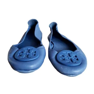 Tory Burch Minnie Travel Ballet Flats Blue leather ballet Shoes Women's  Size 6