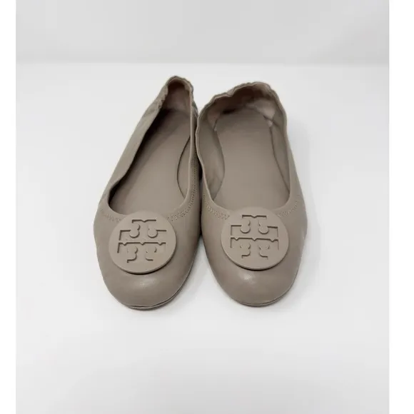 Tory Burch Minnie Travel Ballet Flats Leather Light Oak