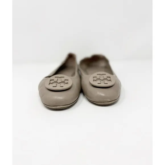Tory Burch Minnie Travel Ballet Flats Leather Light Oak