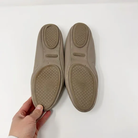 Tory Burch Minnie Travel Ballet Flats Leather Light Oak