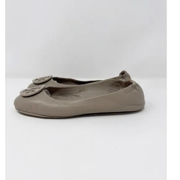 Tory Burch Minnie Travel Ballet Flats Leather Light Oak