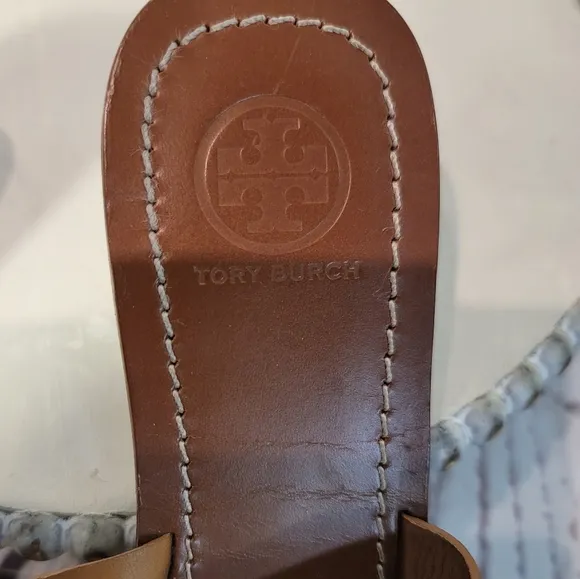 Tory Burch Moore Bronze-Brown Women's T-Strap Thong Slipon Sandals Size 8