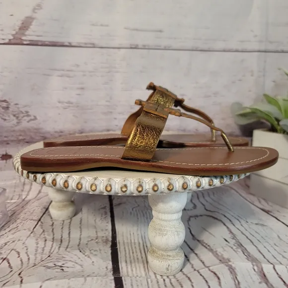 Tory Burch Moore Bronze-Brown Women's T-Strap Thong Slipon Sandals Size 8