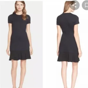 Tory Burch navy/black quilted jacquard flounce dress size