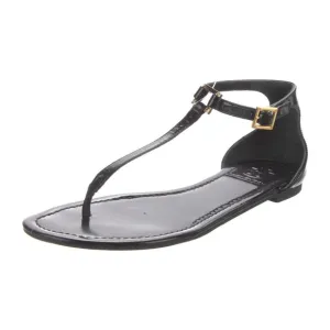 TORY BURCH Patent Leather‎ Cutout Accent T-Strap Sandals, Size 9.5M