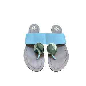Tory Burch Patos Disk Thong Leather Sandals,  white/Gold Size 7.5 M