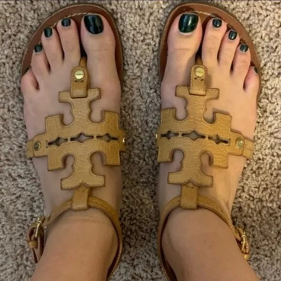 Tory Burch Phoebe Thong Sandals Royal Tan Size 7