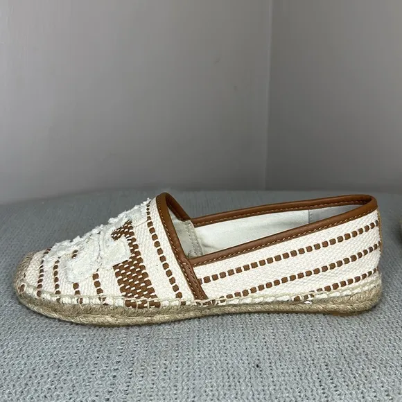 Tory Burch Shaw Tan and Cream Espadrilles Size 9