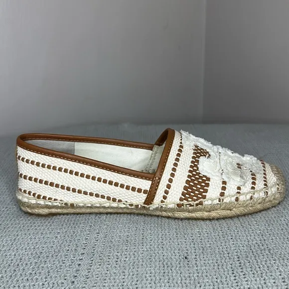 Tory Burch Shaw Tan and Cream Espadrilles Size 9