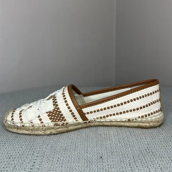 Tory Burch Shaw Tan and Cream Espadrilles Size 9
