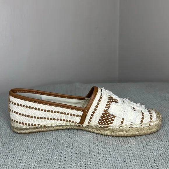 Tory Burch Shaw Tan and Cream Espadrilles Size 9