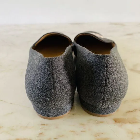 TORY BURCH Solid Gray Fabric Loafer Flats Large Logo - US 6.5