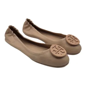 Tory Burch Sz 10 Minnie Travel Ballet Dusty Pastel Powder  Rose Leather Flats
