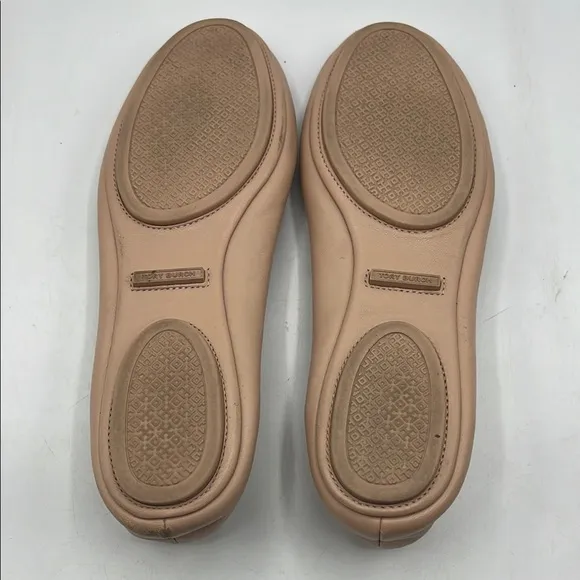 Tory Burch Sz 10 Minnie Travel Ballet Dusty Pastel Powder  Rose Leather Flats