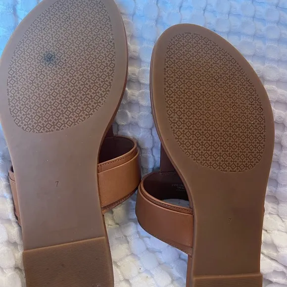 Tory Burch Tan Sandals with Gold Buckle