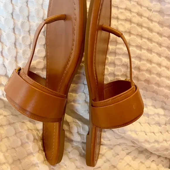 Tory Burch Tan Sandals with Gold Buckle