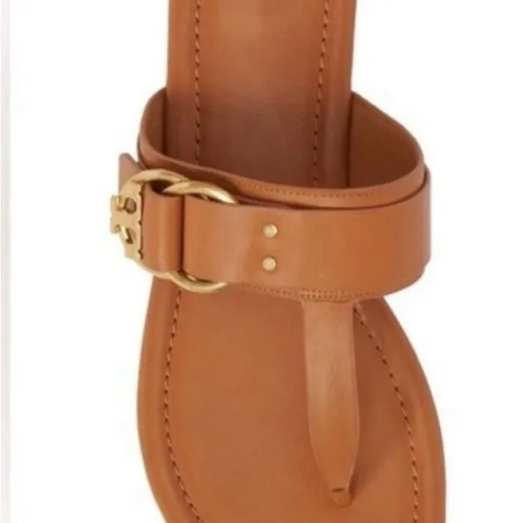 Tory Burch Tan Sandals with Gold Buckle