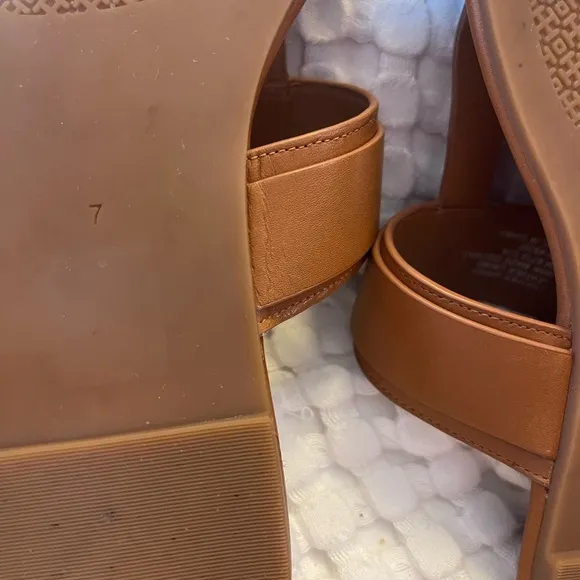 Tory Burch Tan Sandals with Gold Buckle