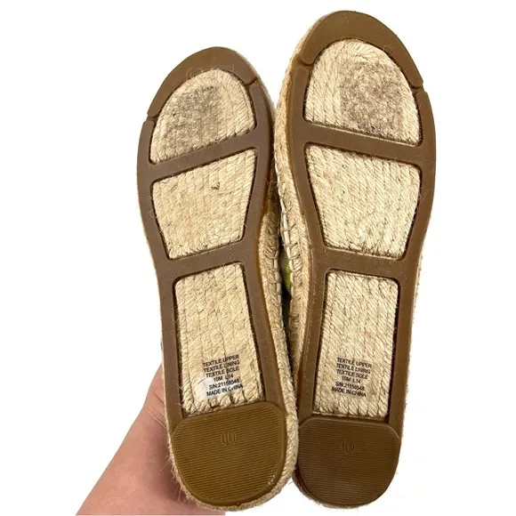 Tory Burch Women’s 10 Navy Neon Green Striped Espadrilles