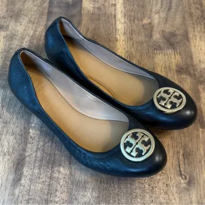 Tory Burch Women’s Benton Travel Ballet Flats Nappa Genuine Leather Black Sz 7.5