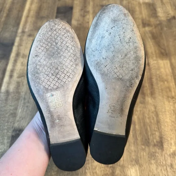 Tory Burch Women’s Benton Travel Ballet Flats Nappa Genuine Leather Black Sz 7.5