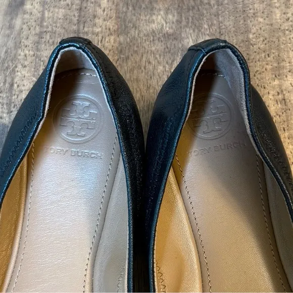 Tory Burch Women’s Benton Travel Ballet Flats Nappa Genuine Leather Black Sz 7.5