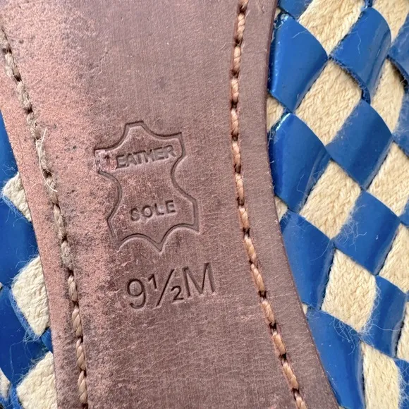 Tory Burch Women’s Blue &amp; Beige Woven Gingham Ballet Flats Size 9.5