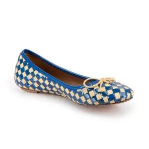 Tory Burch Women’s Blue &amp; Beige Woven Gingham Ballet Flats Size 9.5