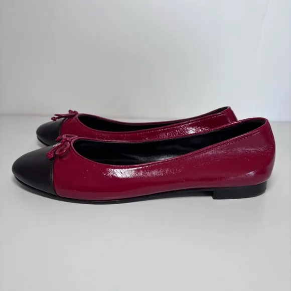 Tory Burch Women's Cap-Toe Leather Ballet Flat Brick Lane Coco Size 9