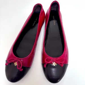 Tory Burch Women's Cap-Toe Leather Ballet Flat Brick Lane Coco Size 9
