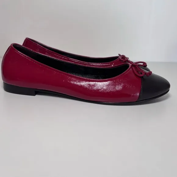 Tory Burch Women's Cap-Toe Leather Ballet Flat Brick Lane Coco Size 9