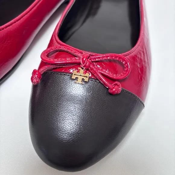 Tory Burch Women's Cap-Toe Leather Ballet Flat Brick Lane Coco Size 9