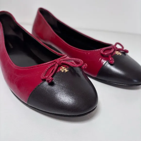 Tory Burch Women's Cap-Toe Leather Ballet Flat Brick Lane Coco Size 9