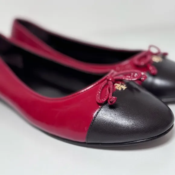 Tory Burch Women's Cap-Toe Leather Ballet Flat Brick Lane Coco Size 9