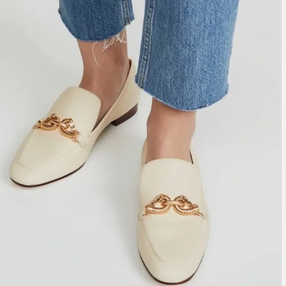 Tory Burch Women's Jessa Apron Toe Loafers in Cream Size 7.5 New