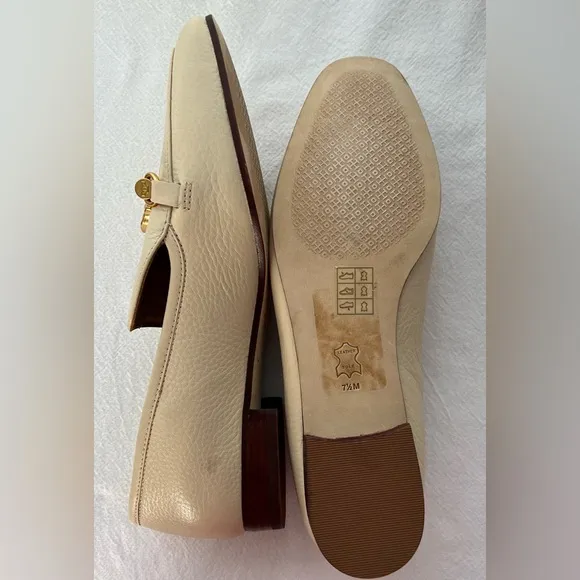 Tory Burch Women's Jessa Apron Toe Loafers in Cream Size 7.5 New