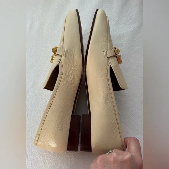 Tory Burch Women's Jessa Apron Toe Loafers in Cream Size 7.5 New