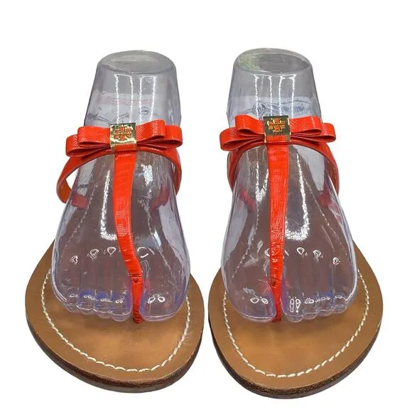 Tory Burch Women's Leighanne Red Thong Bow Sandals Size US 9