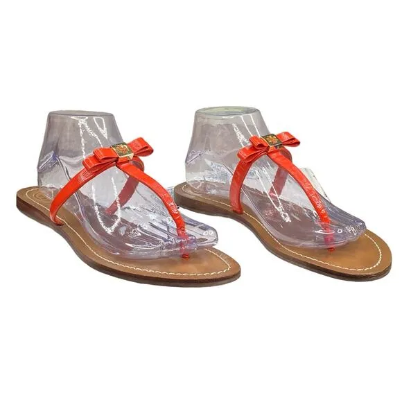 Tory Burch Women's Leighanne Red Thong Bow Sandals Size US 9