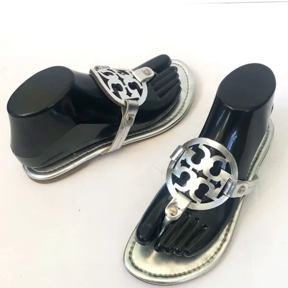 Tory Burch Women's Silver Thong Sandals Size 6.5M